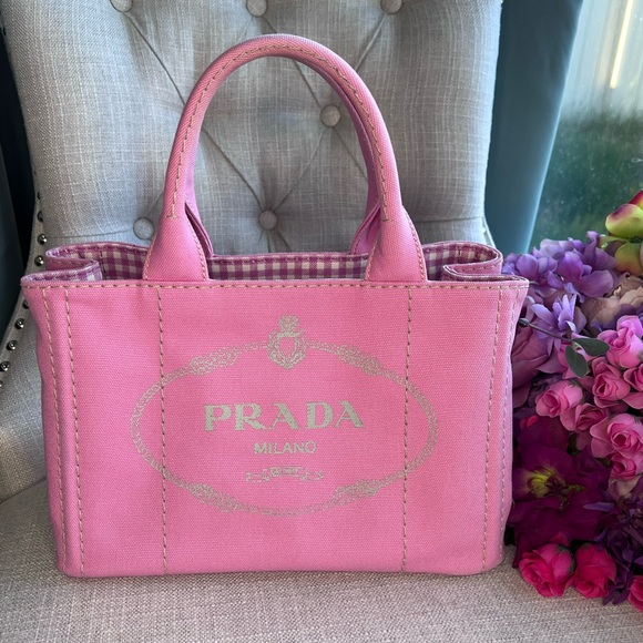 AUTHENTIC PINK PRADA CANAPA TOTE LIKE NEW - Picture 2 of 16